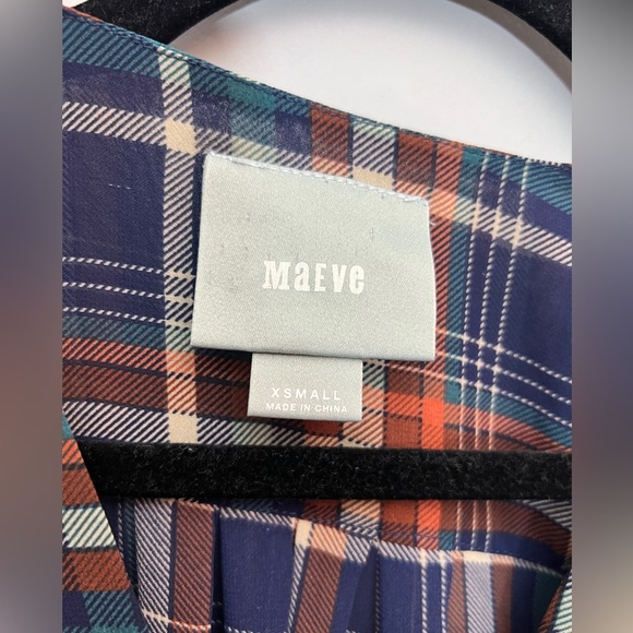 Anthropologie Maeve Sheer Plaid Button Down Blouse, Size XS - Picture 2 of 5